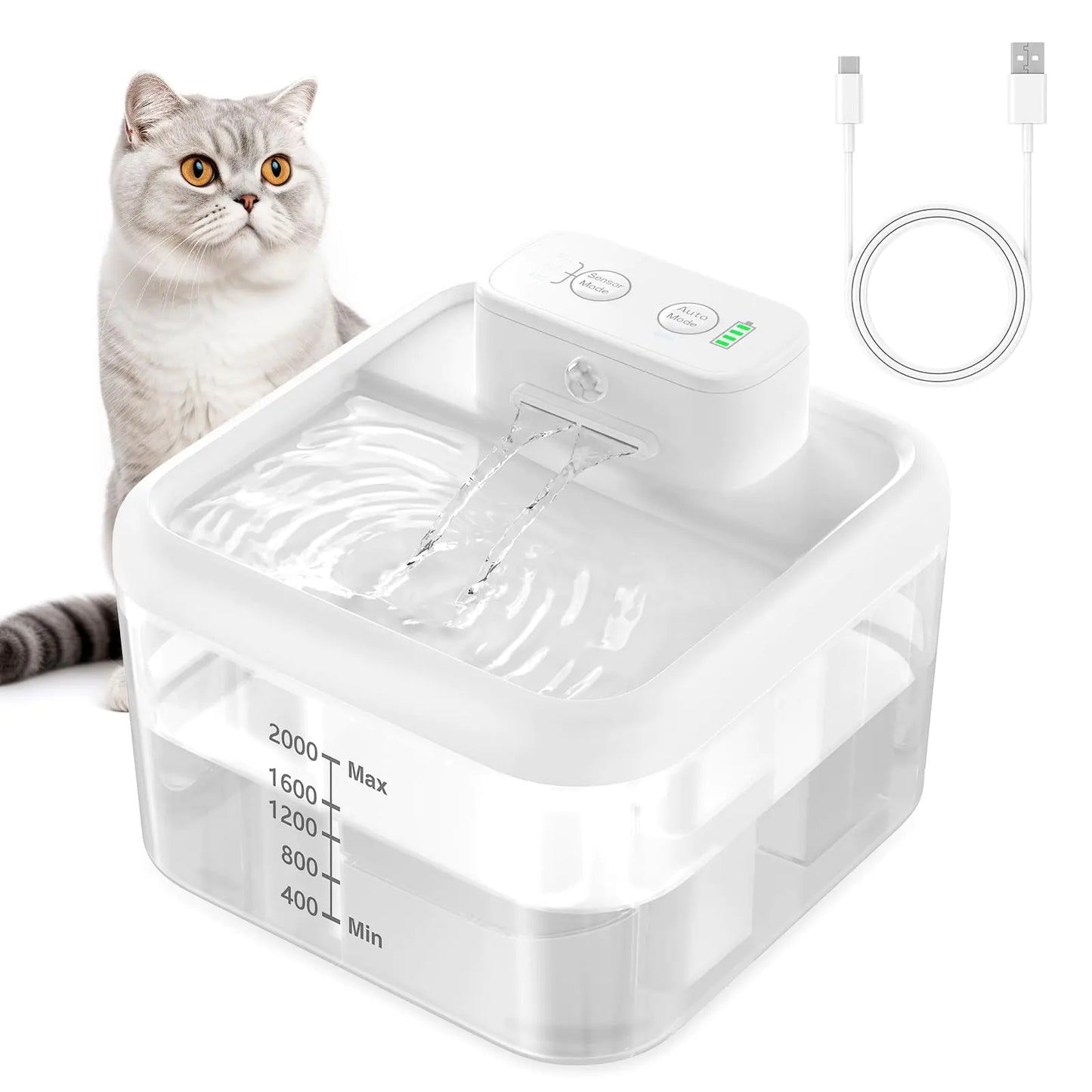 Wireless Cat Fountain Cat Water Fountain Battery Operated
