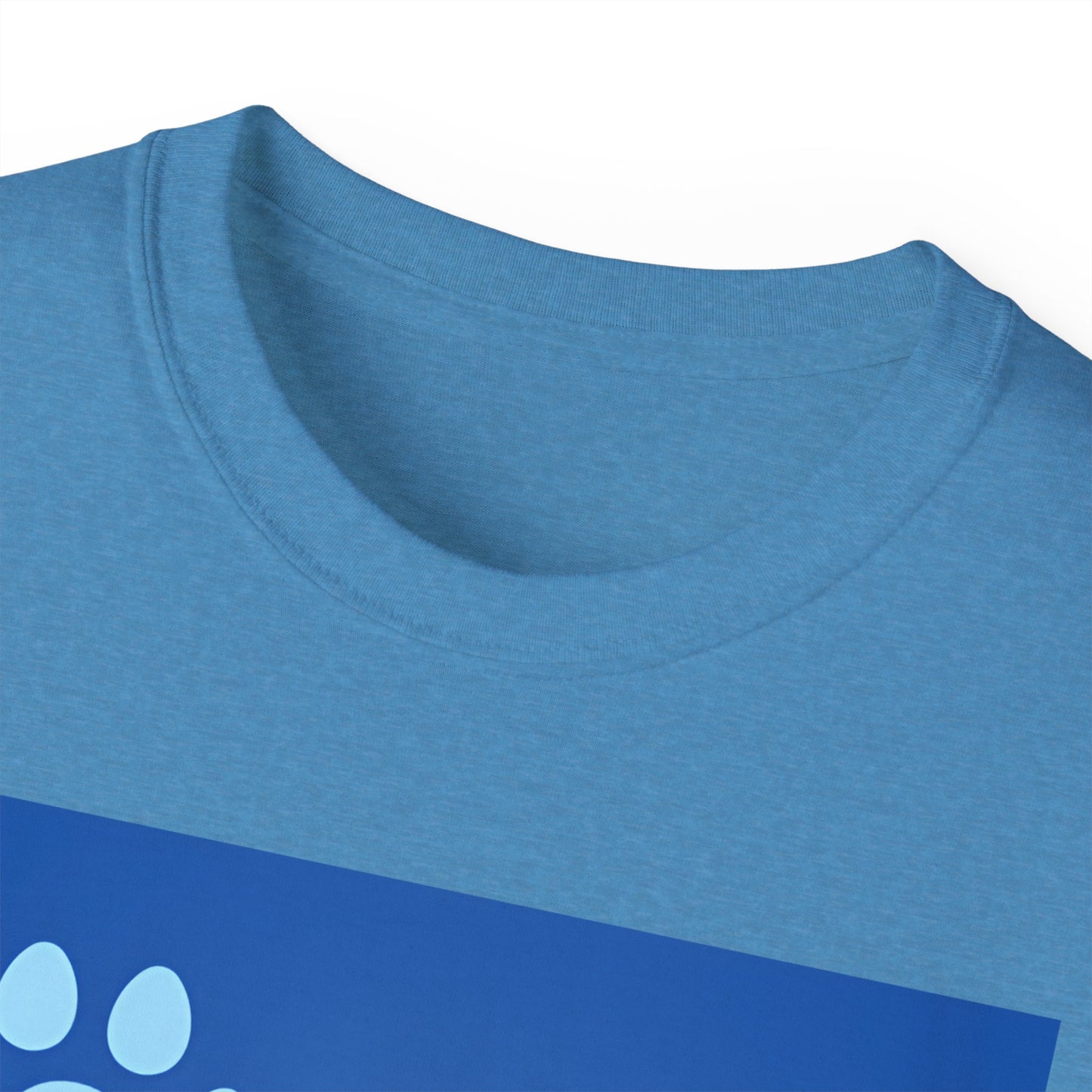 Dog Paw Graphic Tee — 'Paws & Whiskers World' Blue Logo T-Shirt