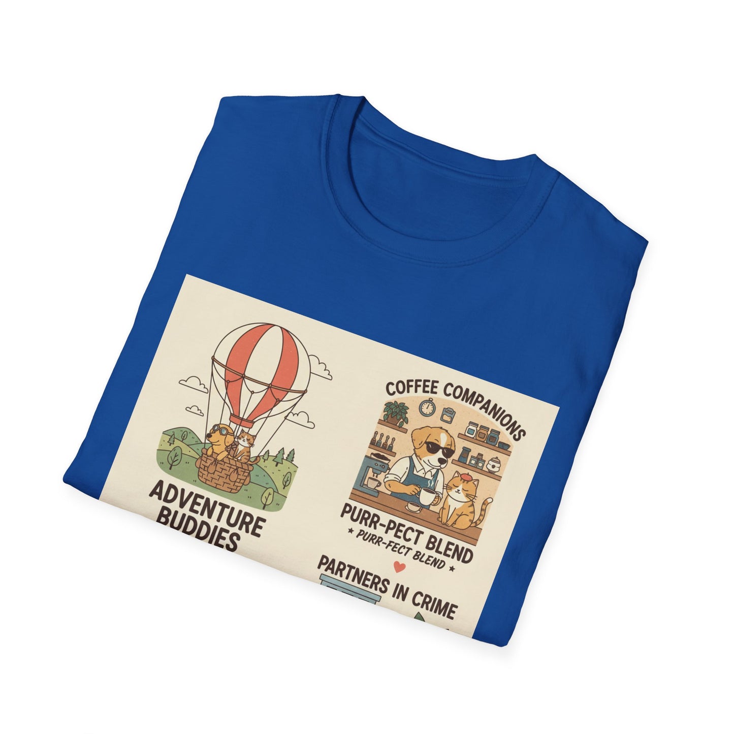Cat Companions Graphic T-Shirt — Adventure, Coffee & Yoga Cat Squad