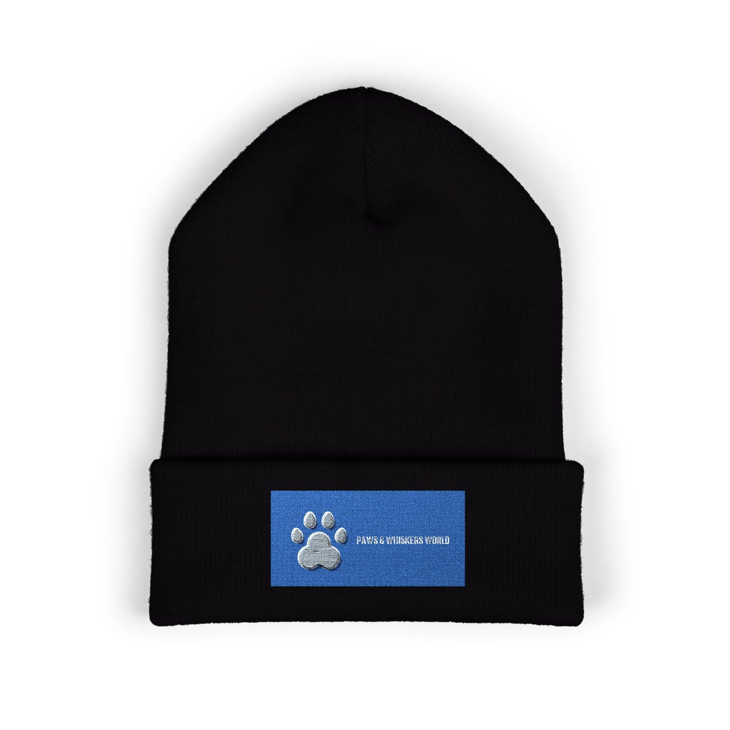Embroidered Paw Print Cuffed Beanie — Cozy Winter Hat for Pet Lovers