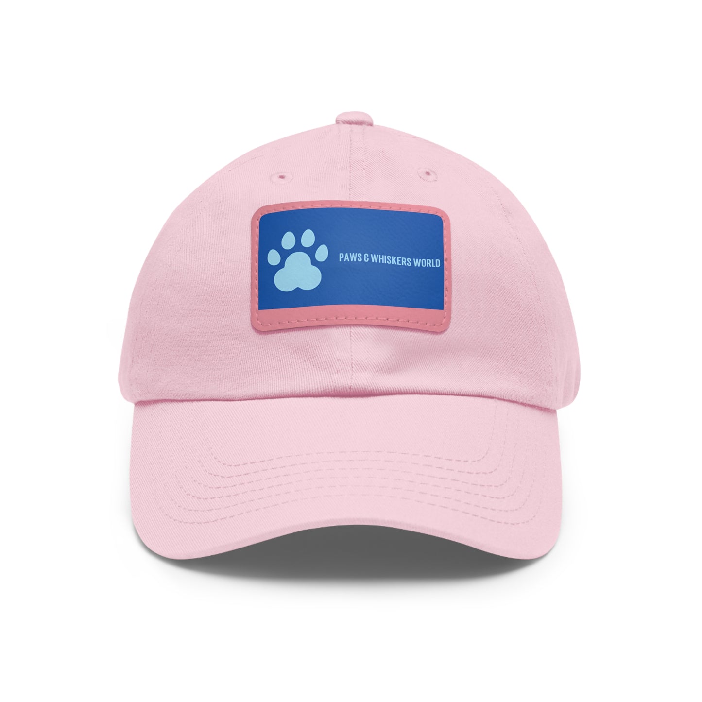 Pet Lover Leather Patch Dad Hat — Blue Paw Print "Paws & Whiskers World"