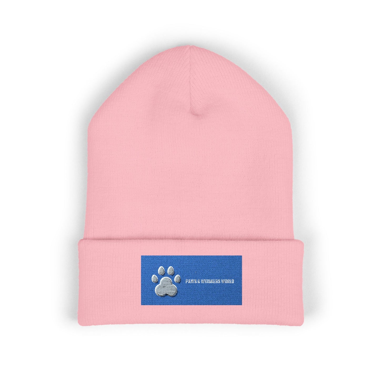 Embroidered Paw Print Cuffed Beanie — Cozy Winter Hat for Pet Lovers