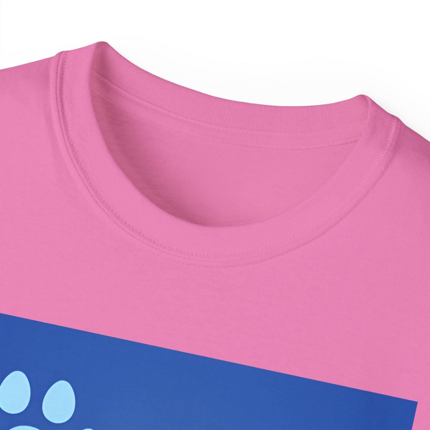 Dog Paw Graphic Tee — 'Paws & Whiskers World' Blue Logo T-Shirt