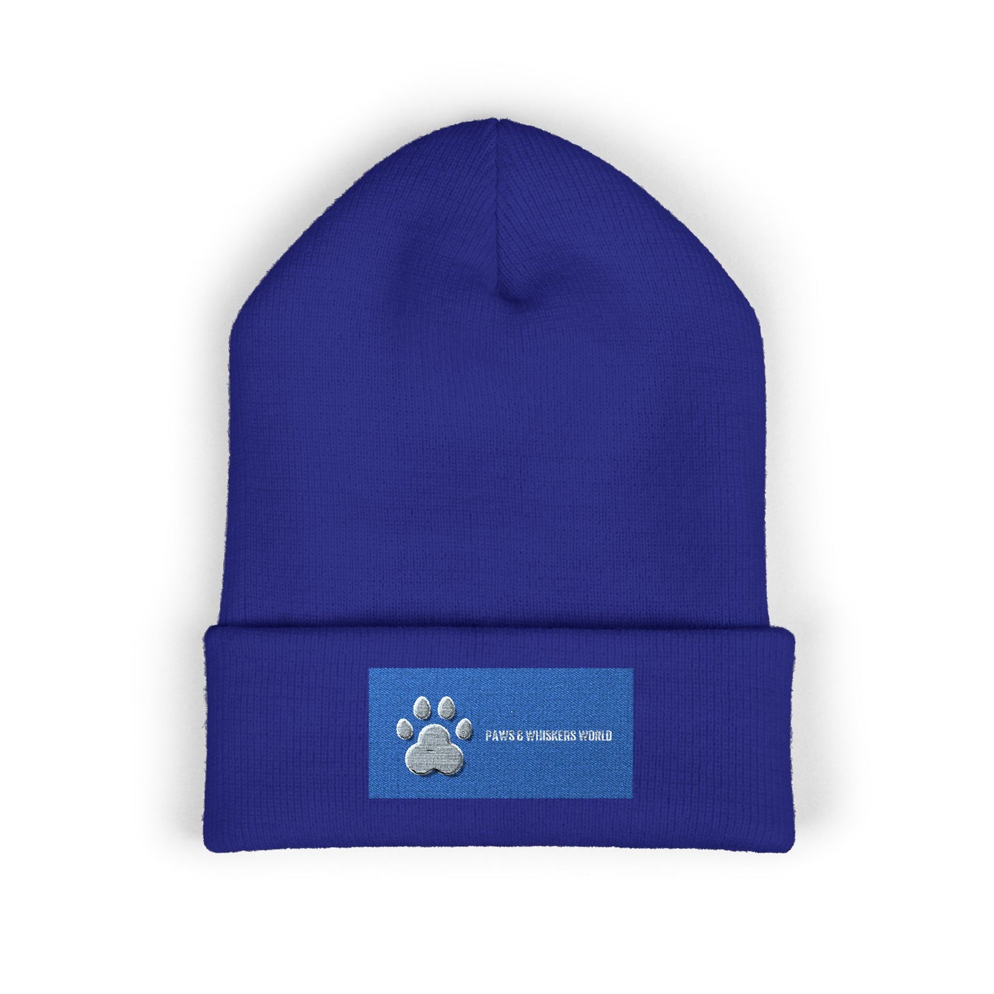 Embroidered Paw Print Cuffed Beanie — Cozy Winter Hat for Pet Lovers