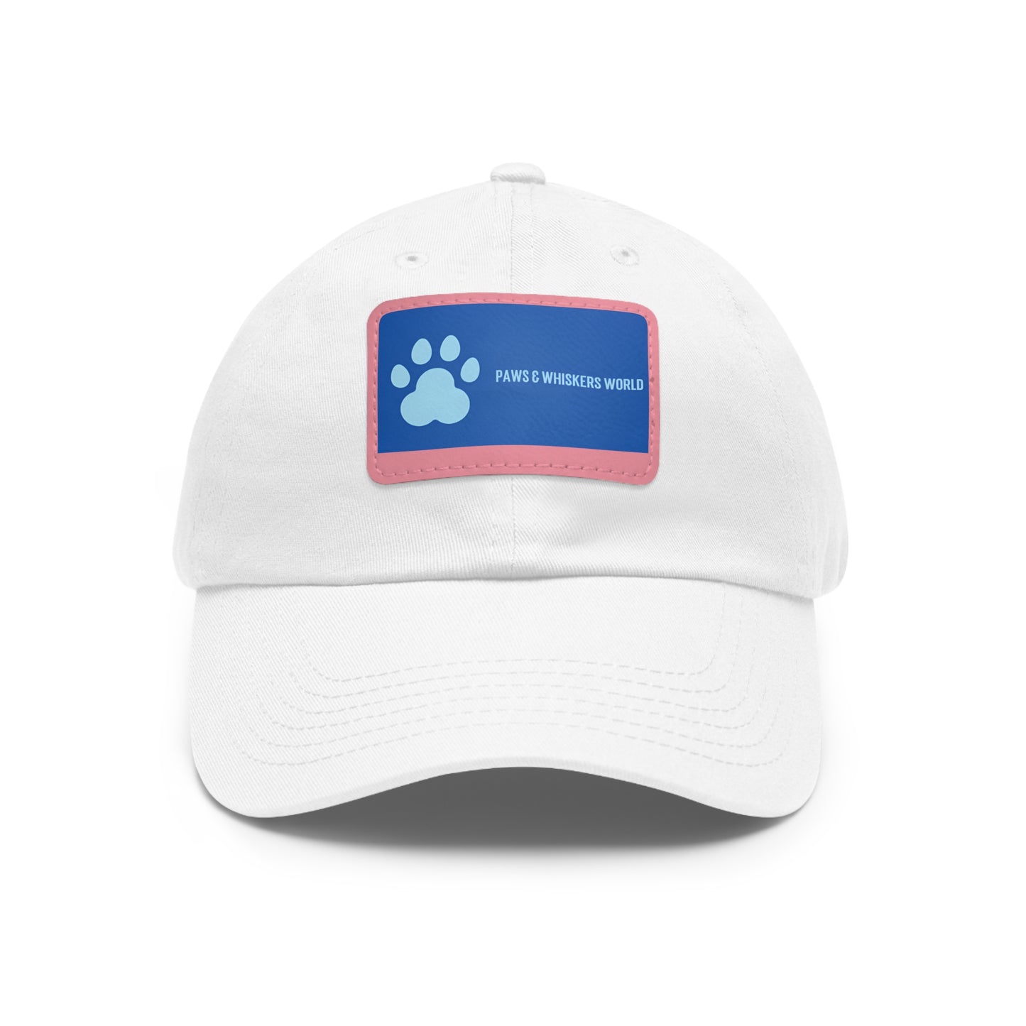 Pet Lover Leather Patch Dad Hat — Blue Paw Print "Paws & Whiskers World"