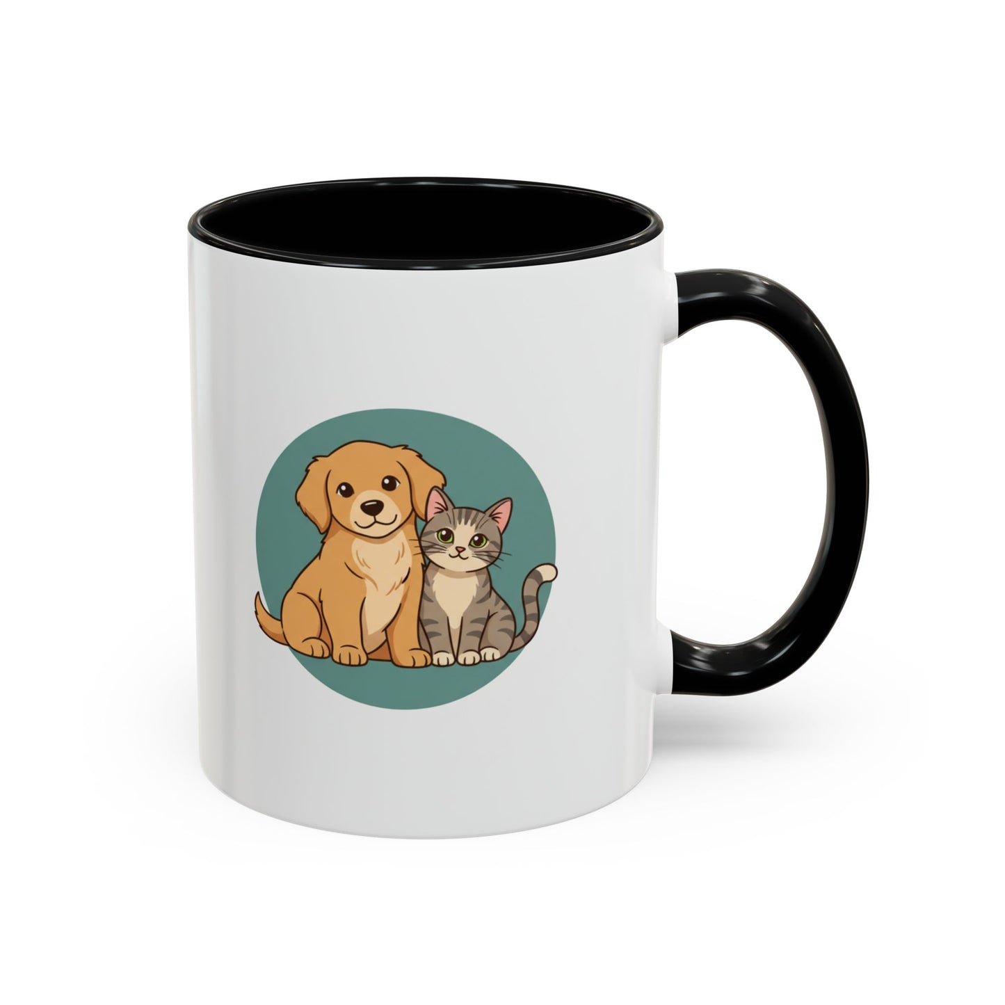 Cute Dog and Cat Coffee Mug — Pet Lover Accent Mug (11/15 oz)