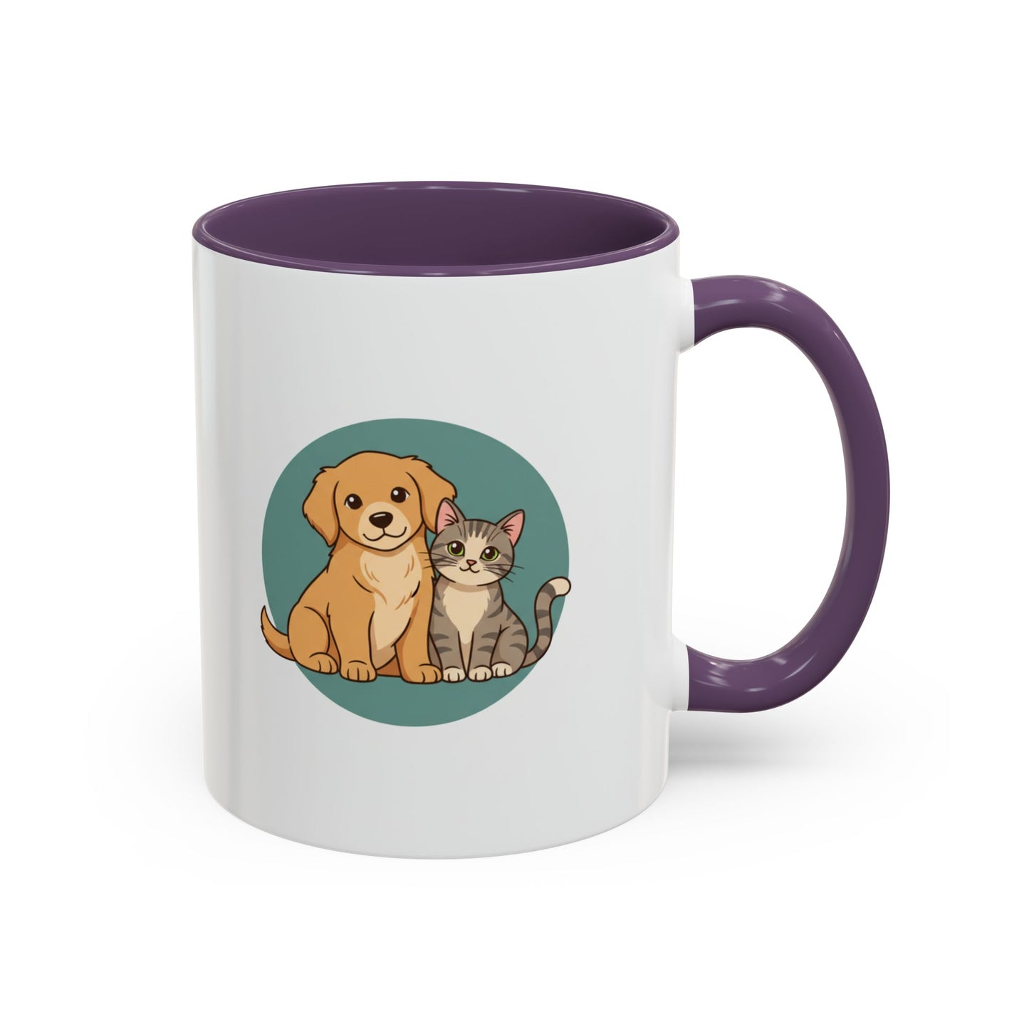 Cute Dog and Cat Coffee Mug — Pet Lover Accent Mug (11/15 oz)