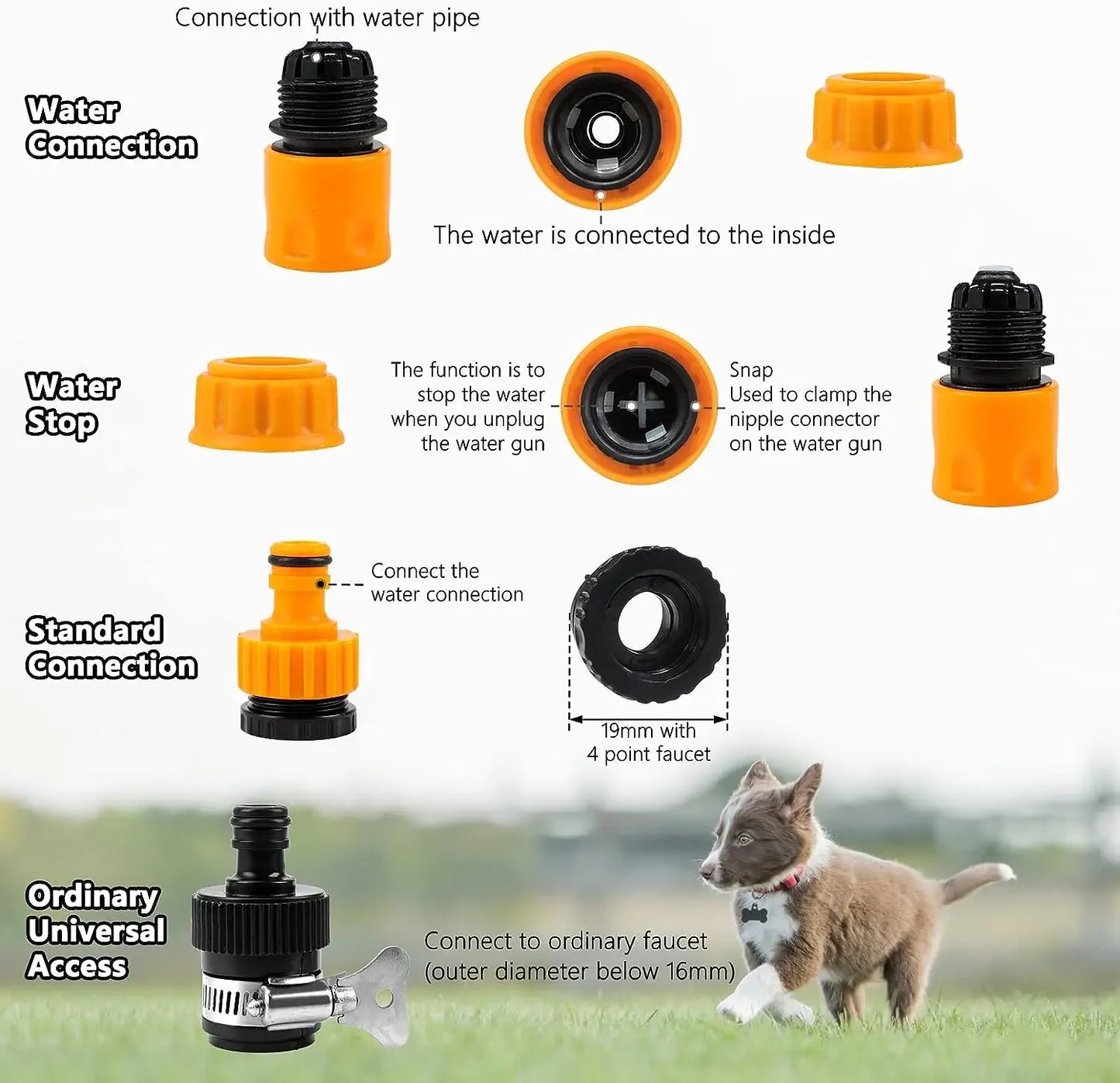 Dog Shower Sprayer 8 in 1 Pet Bath Cleaning Shower Gun