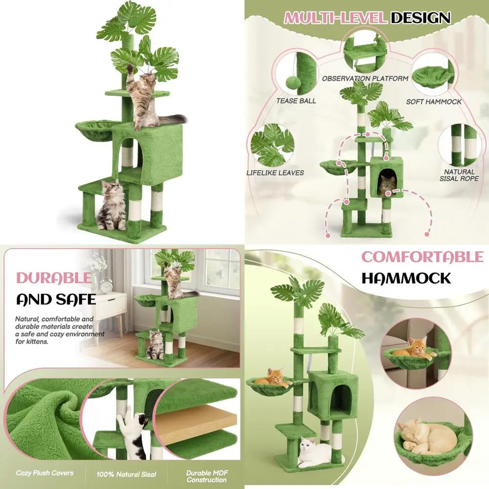 Indoor Cat Tree with Leaves, Activity Center for Kittens