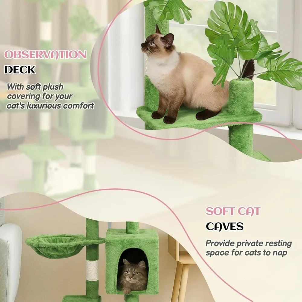 Indoor Cat Tree with Leaves, Activity Center for Kittens