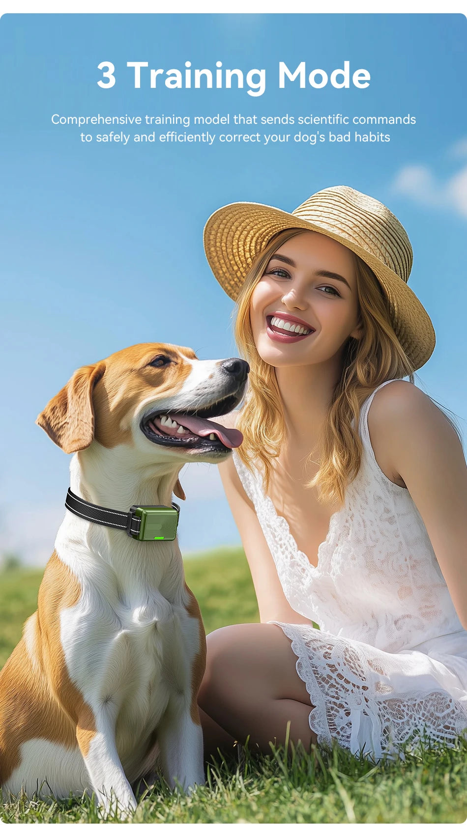 ROJECO Electric Dog Training Collar IPX7 Waterproof Dog Bark Stop Collar With Remote Control