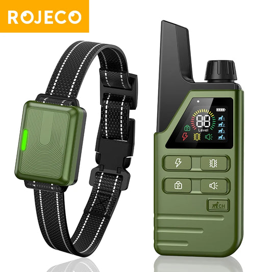 ROJECO Electric Dog Training Collar IPX7 Waterproof Dog Bark Stop Collar With Remote Control