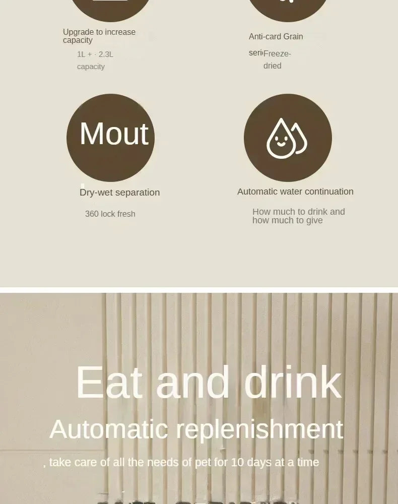 Automatic Feeder Dog Cat Food Bowl With Water Fountain