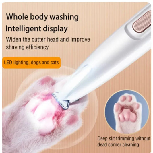 New Dog Paw Trimmer with LED Light Fully Waterproof Pet Hair Trimmer with LED