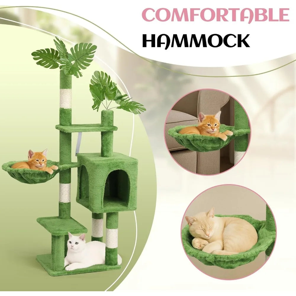 Indoor Cat Tree with Leaves, Activity Center for Kittens