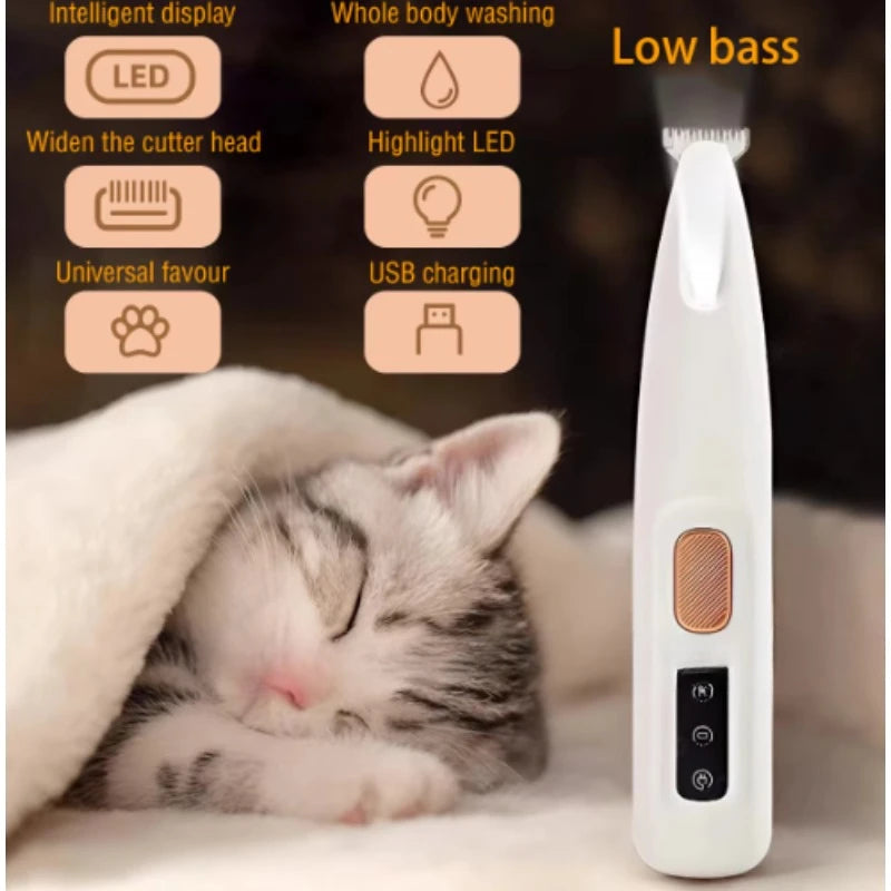 New Dog Paw Trimmer with LED Light Fully Waterproof Pet Hair Trimmer with LED