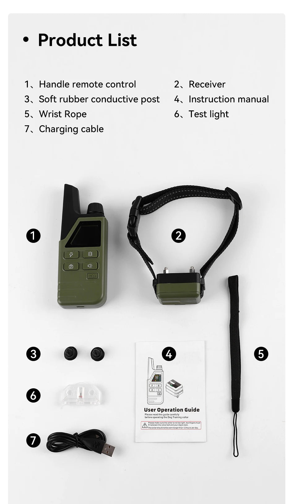 ROJECO Electric Dog Training Collar IPX7 Waterproof Dog Bark Stop Collar With Remote Control