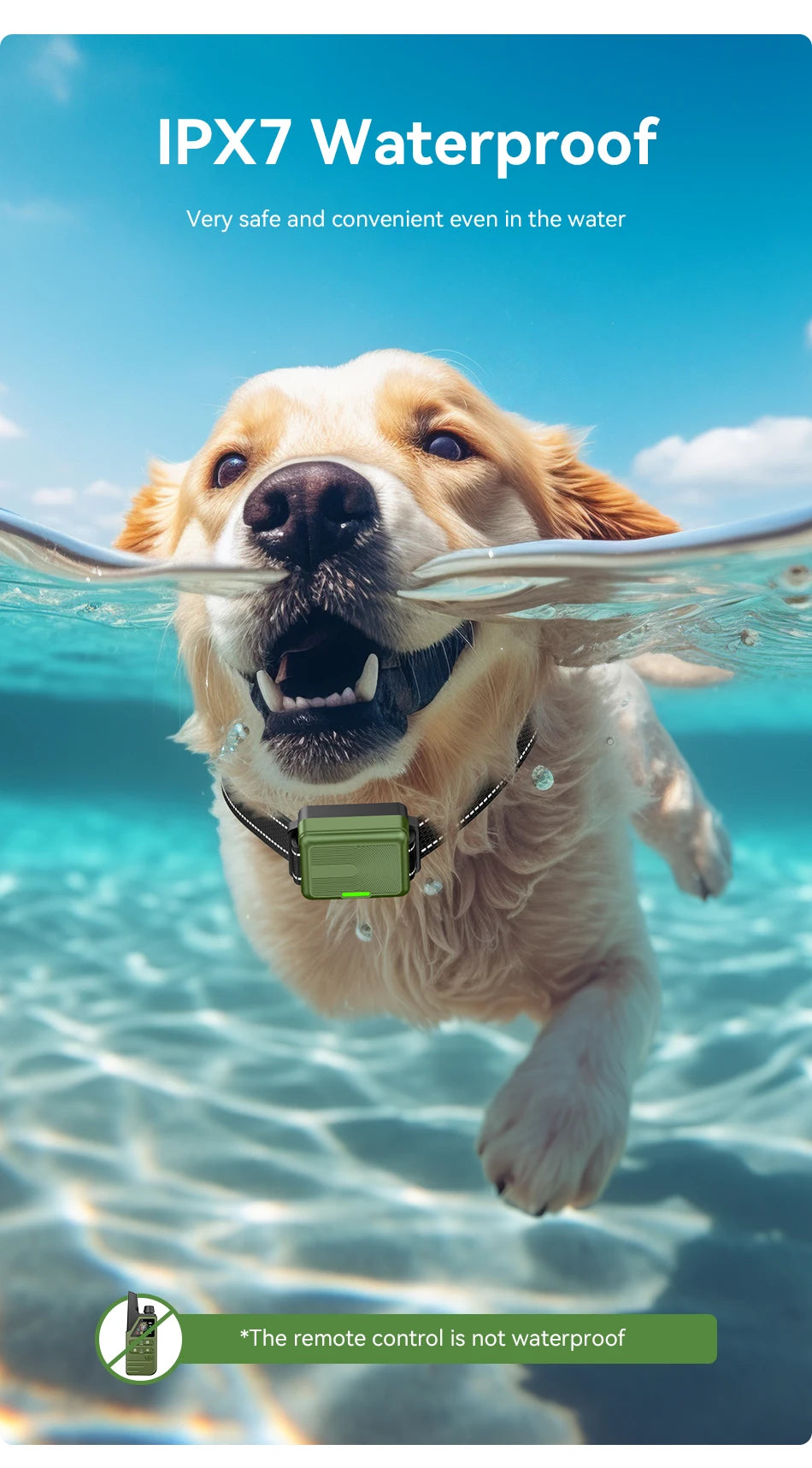 ROJECO Electric Dog Training Collar IPX7 Waterproof Dog Bark Stop Collar With Remote Control